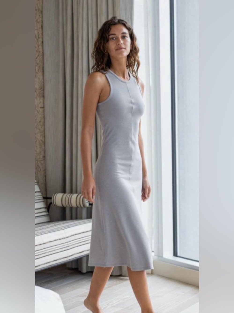 lunya Gray Ribbed Tank Nightdress